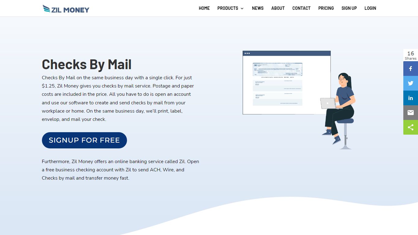 Checks by Mail in One Click by USPS on Same Day @ $1.00